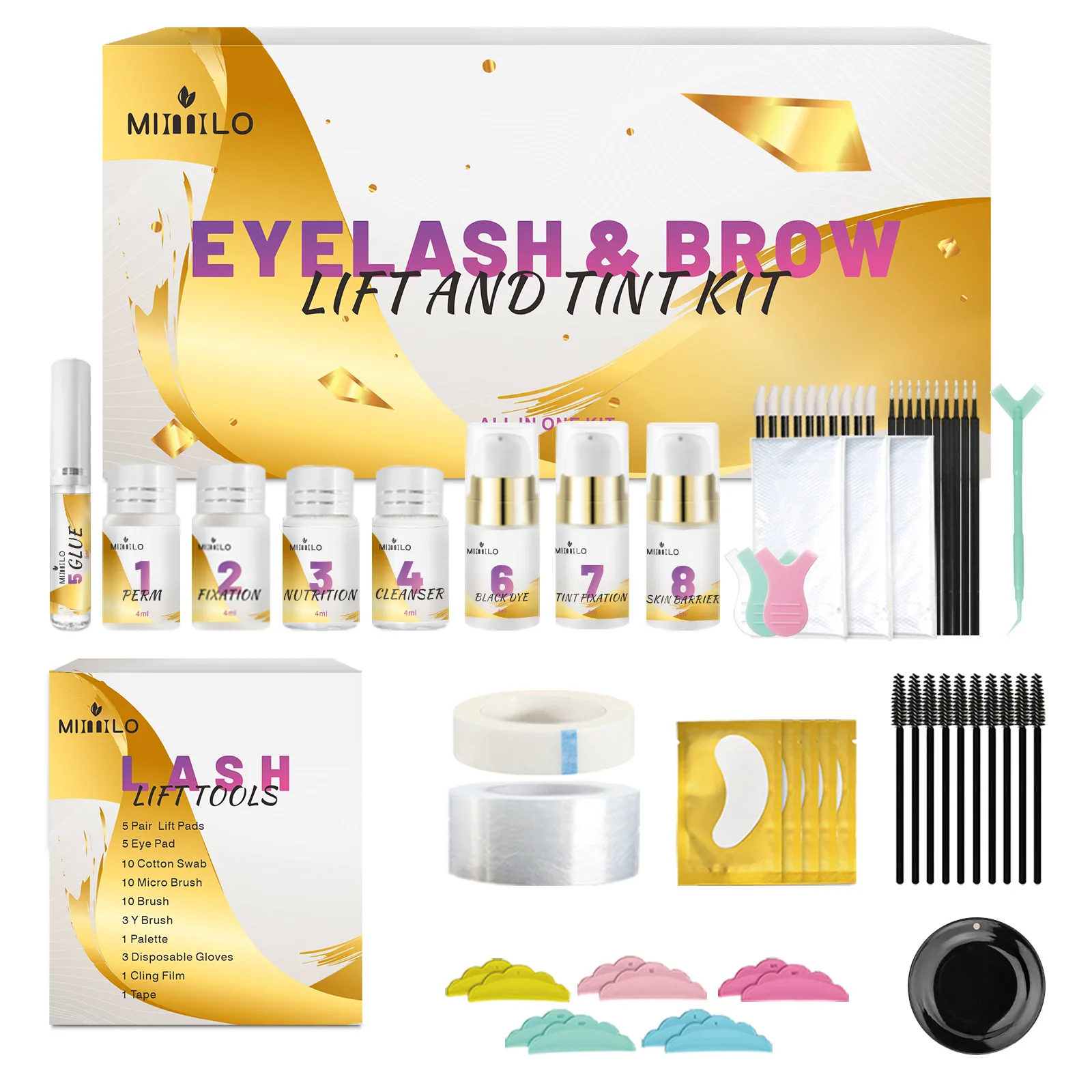 Eyelash 2-in-1 box Wild eyelash eyebrow eyelash perm set Simple perm keratin eyelash