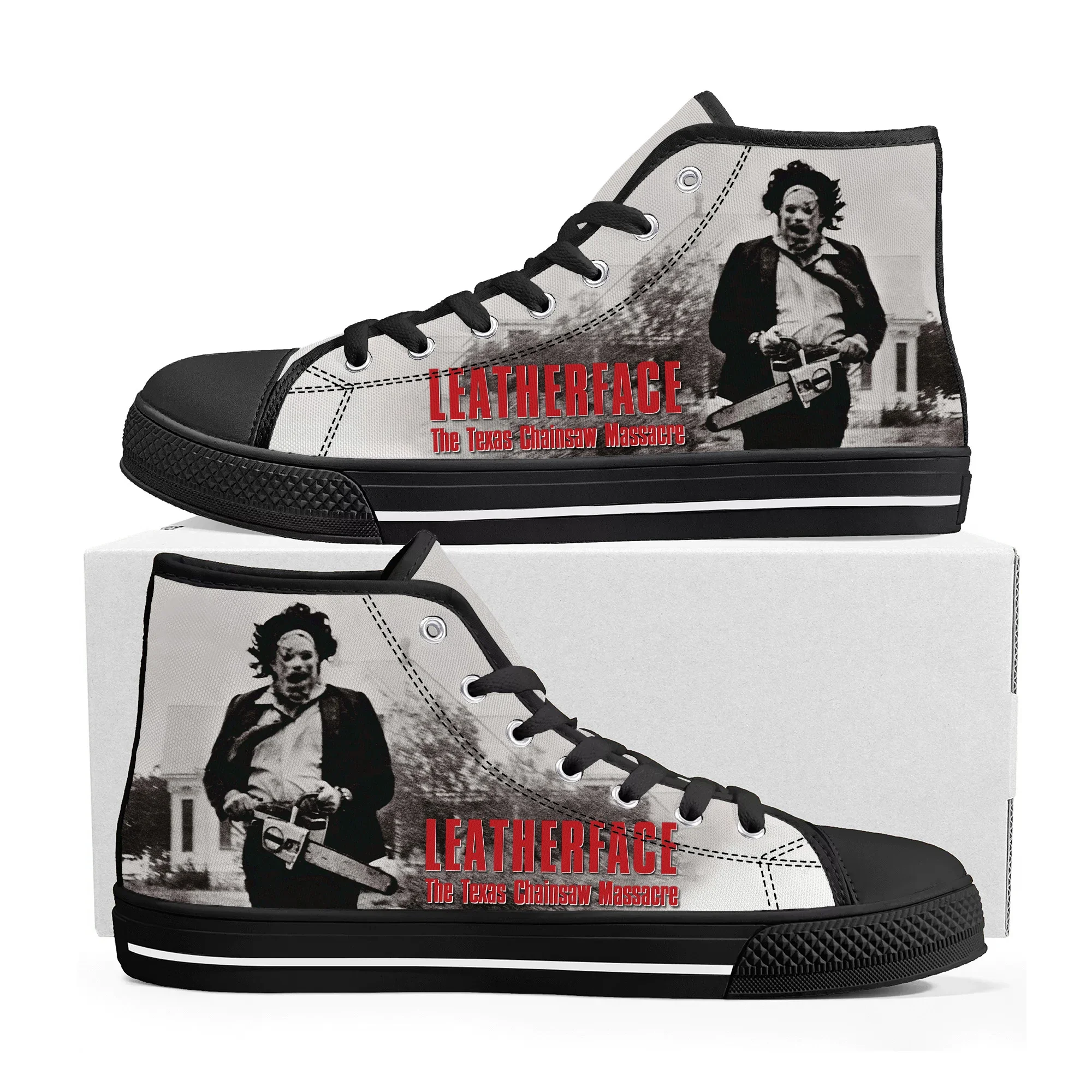 Texas Chainsaw Massacre Leatherface High Top Sneakers Mens Womens Teenager Canvas Sneaker Casual Custom Made Shoe Customize Shoe