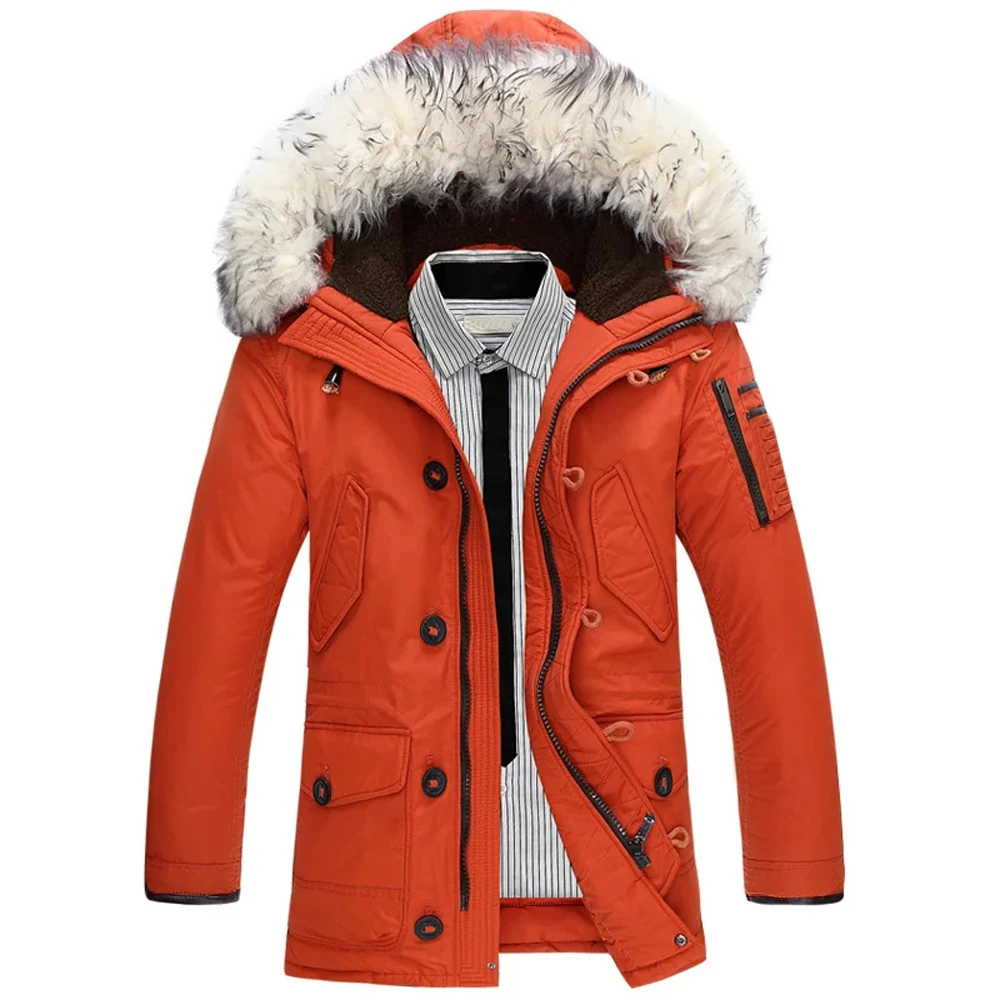 New brand winter jacket men 90% white duck down jacket thick keep warm men down jacket fur collar hooded down jackets coat male