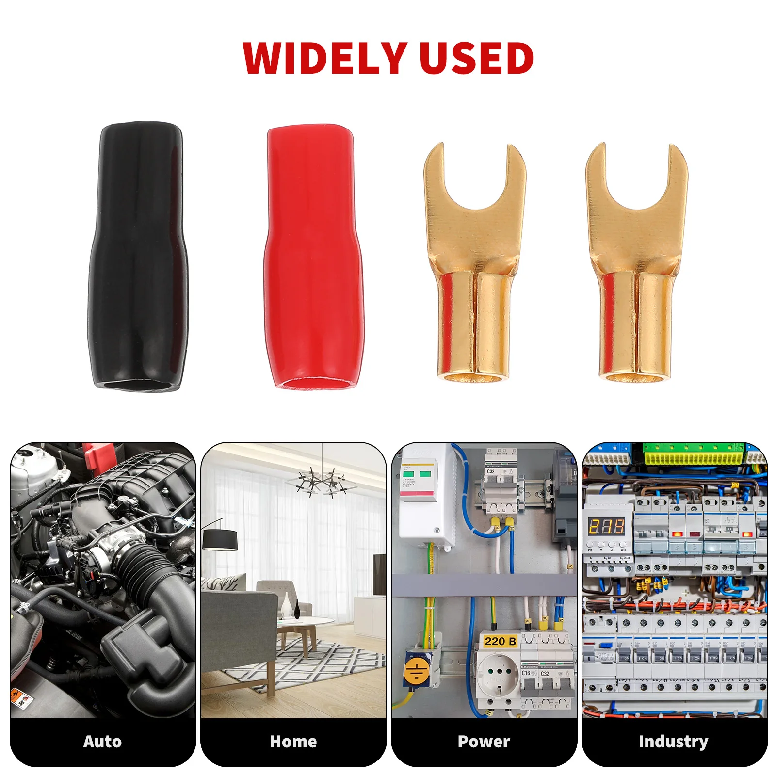 10 Pairs 8 Gauge Red Black Fork Connectors Audio Speaker Wire Cable Accessories Spade Kit Copper Gold Plated Anti Corrosion High