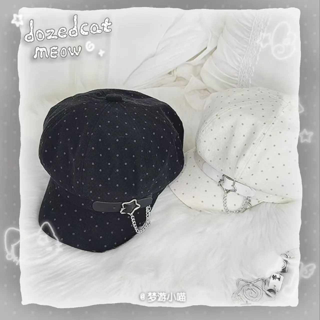 Harajuku Berets for Girls High Quality Hat Spot Five Star Women's Sun Hat Head Cap Woman Gothic Lolita Hats for Women
