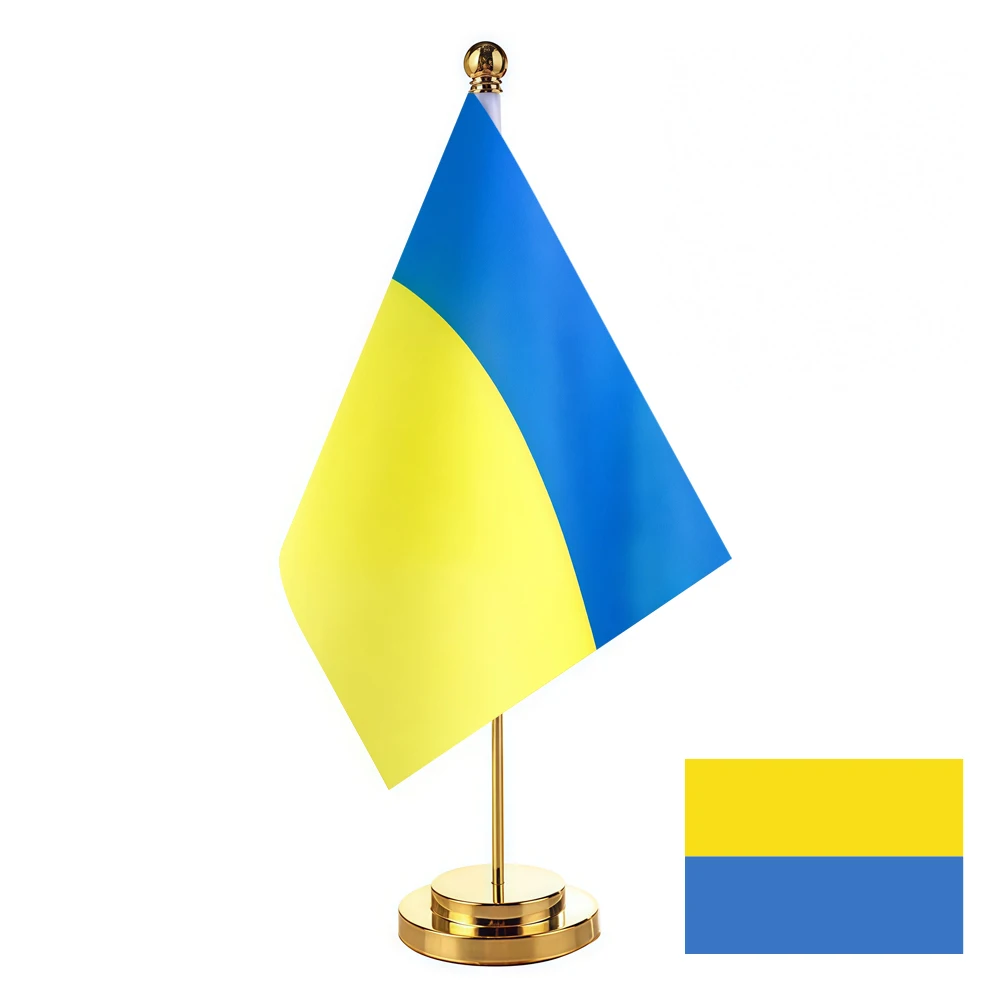 CYPOMELO office desk flag Ukraine flag 14x21cm Ukraine desktop small decorative flag (with flagpole)