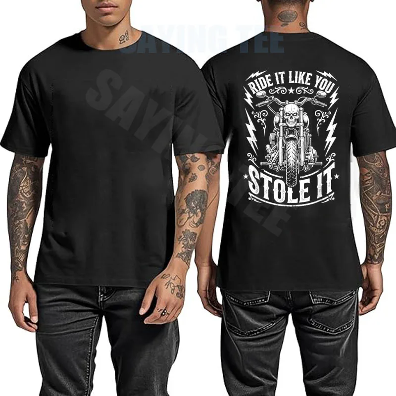 Ride Like You Stole It Biker Lustiges Vater-T-Shirt für Motorradliebhaber Y2k Motorrad-Grafik Herrenkleidung Vintage Spruch T-Shirt – Detail 7