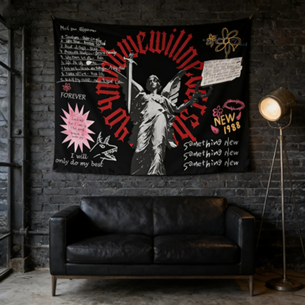 Gothic Rock Dark Y2K European American Style Wall Hanging Tapestry Unique Alternative Subculture Personalized Background Decor