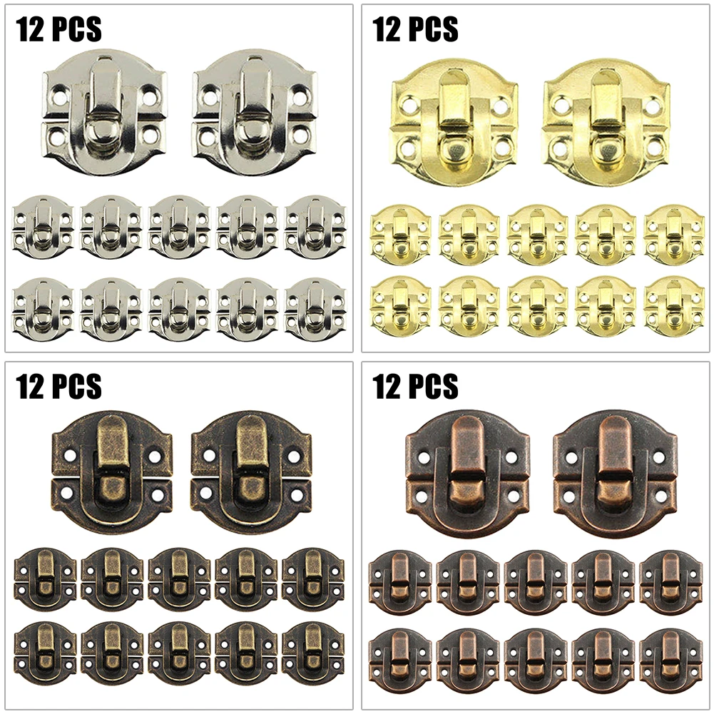 5/12 Pcs Jewelry Box Hasp Clasp Suitcase-Lock Latch Wood Cabinet Hasp Clasp Iron Retro-Decorative For Box Case Accessories