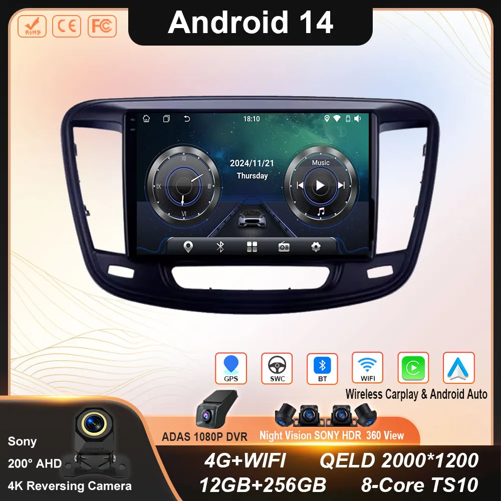 

For Chrysler 200 200C 200S 2015 - 2019 Android Car Auto Radio Multimedia Video Stereo Player Carplay Navigation GPS QLED WIFI BT