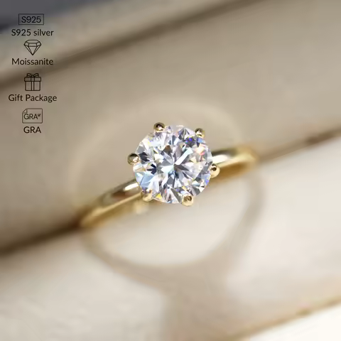 GRA Certified Luxury Moissanite Ring 1-3ct 925 Sterling Silver Ring For Women 14K Gold Plated Engagement Promise Wedding Jewelry