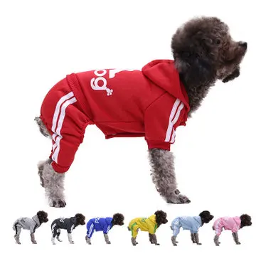 Winter Warm Pet Dog Clothes Soft Cotton Four-legs Hoodies Outfit For Small Chihuahua Pug Sweater Clothing Puppy Coat Jacket