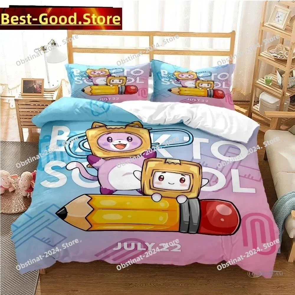 L-Lankybox Animated Movie All Season Bedding Set Printed single Comforter Quilt Duvet Cover Pillow Case 3 Pieces Kids Adult Size