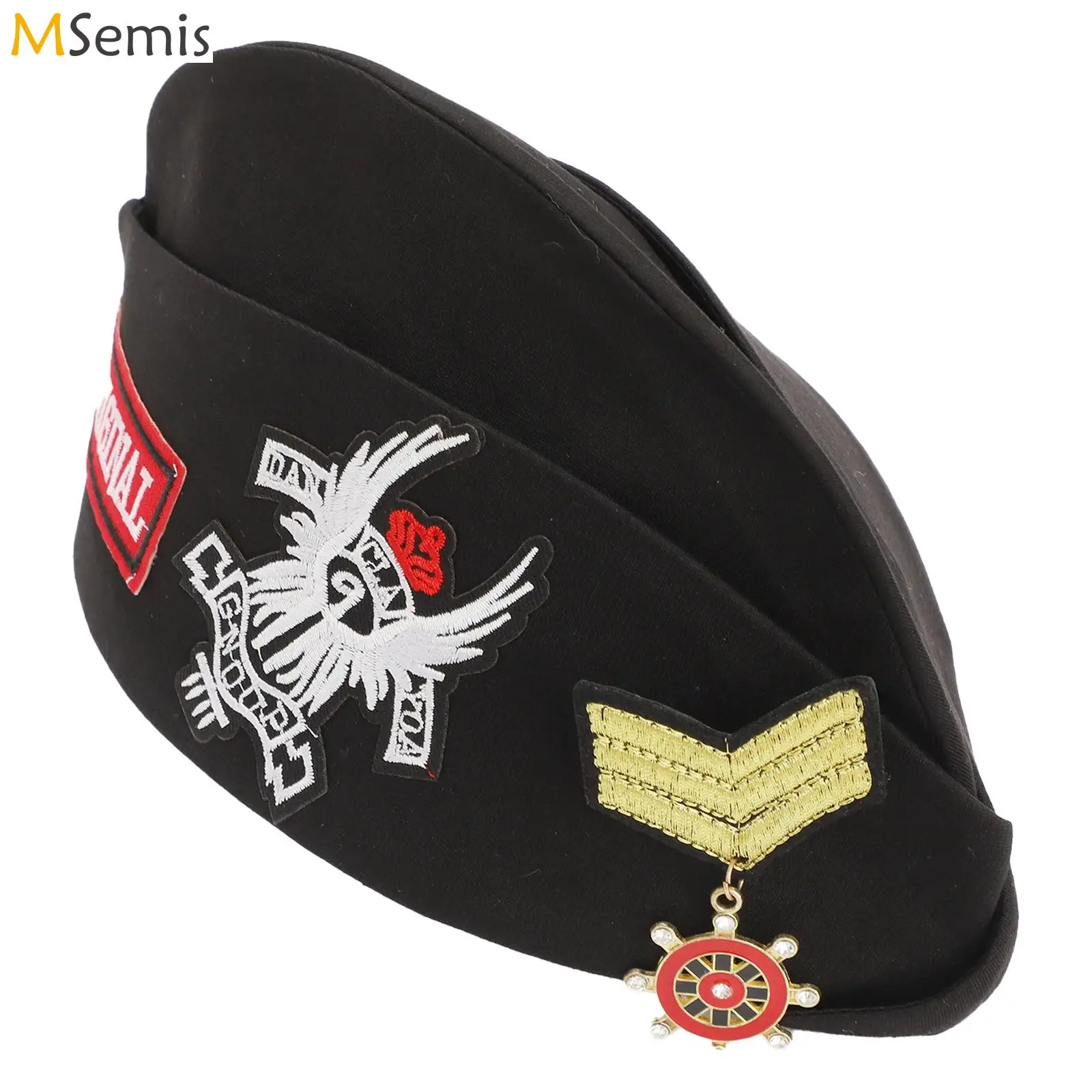 Performance Garrison Cap Canvas Sailor Dance Boat Hat Unisex Military Stewardess Cap Role-play Star Side Cap for Cosplay Party