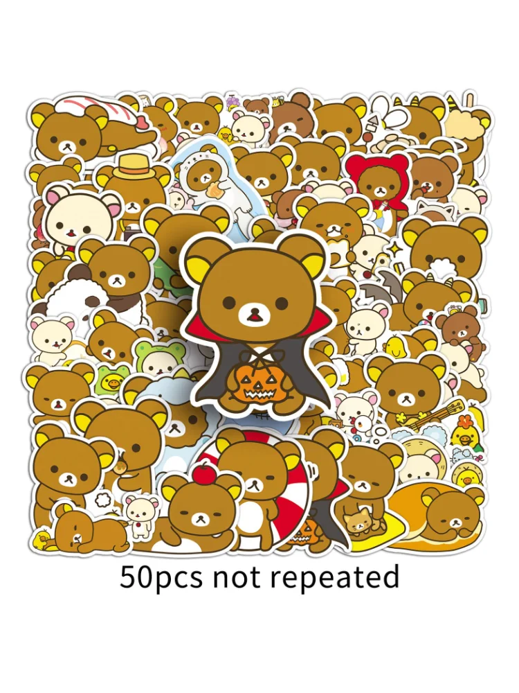 

50 шт. новая модель Rilakkuma периферийная наклейка милый мультяшный маленький медвежонок водостойкая девушка универсальный журнал DIY коробка для хранения наклейка