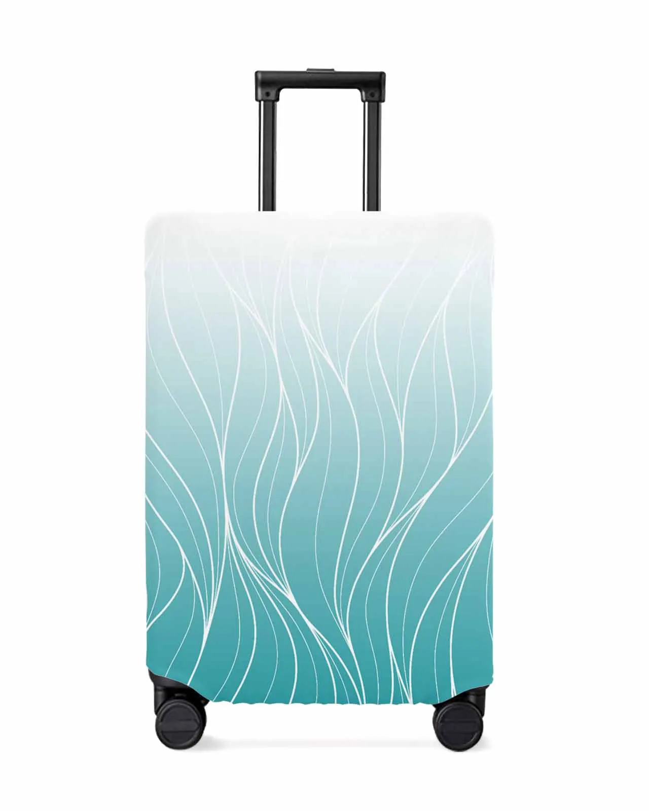 

Duck Blue Gradient Line Texture Stretch Suitcase Protector Baggage Dust Case Cover For 18-32 Inch Travel