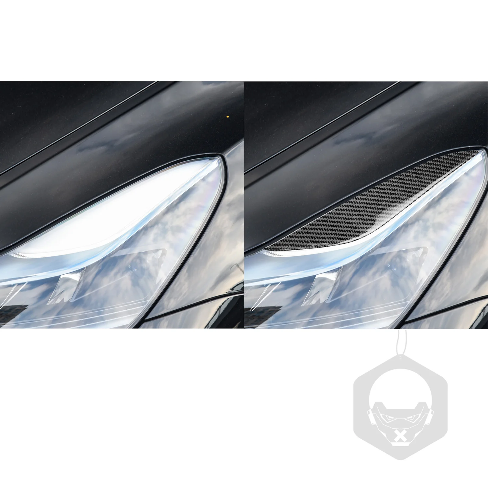 For Tesla Model Y 2020-2024 Model 3 2017-2022 Real Carbon Fiber Front Headlight Eyebrow Panel Trim Cover Car Accessories Sticker view 4