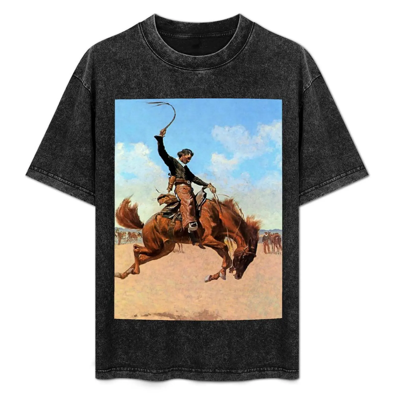 “The Buck Jumper” by Frederic Remington T-Shirt tees anime figures mens designer t shirt