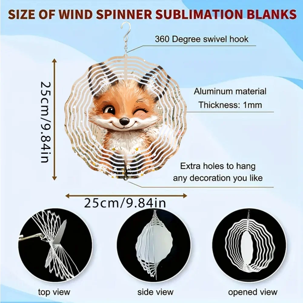 A Charming Fox-Themed Wind Chime Decoration, Featuring a 3D Rotating Design, Large Outdoor Bird Deterrent, with Rotation Hook