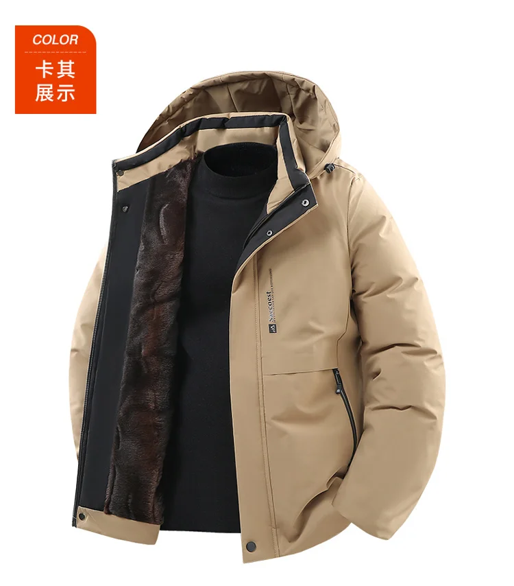Men's Jacket Stand Collar Stamp Mens Parka Winter New Down Jacket Fleece Warm Jackets Men Business Leisure Coat Baseball Coats 2