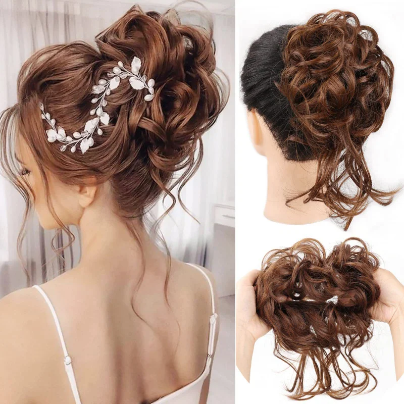 Synthetic Messy Hairpiece Bun for Black Women Wave Chignon Ponytail Hair Extension Hair Accessories for Women