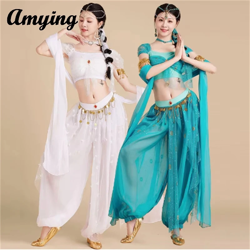 Women Indian Clothing Dunhuang Flying Dance Attire Belly Dance Costume Jasmine Princess Adult Cosplay Performance Costume Suit