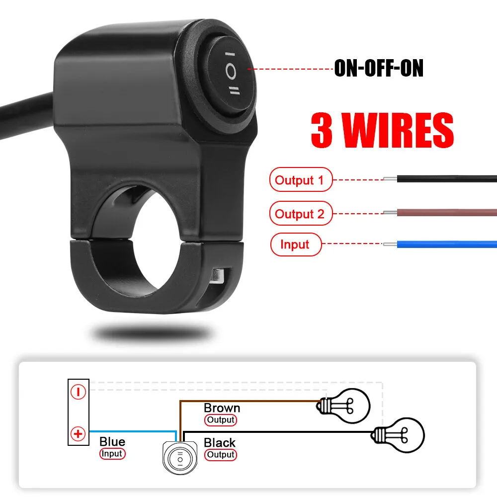 Motorcycle 3-Mode 3-Wire Handlebar Switch 7/8