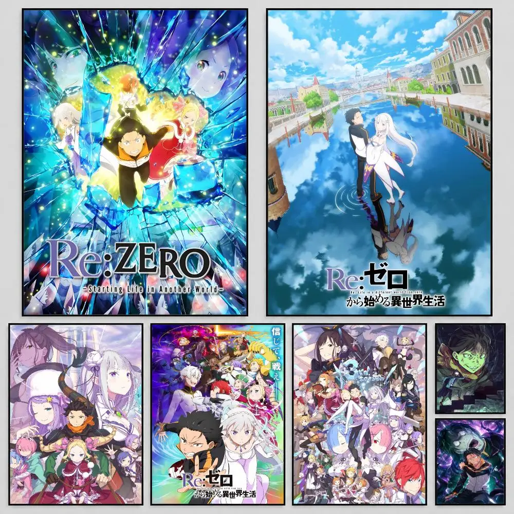 Anime ReZERO Subaru Rem Fantasy Poster Self Adhesive PP Wall Art HD Gaming Room Bedroom Living Room Decor Apartment Gift