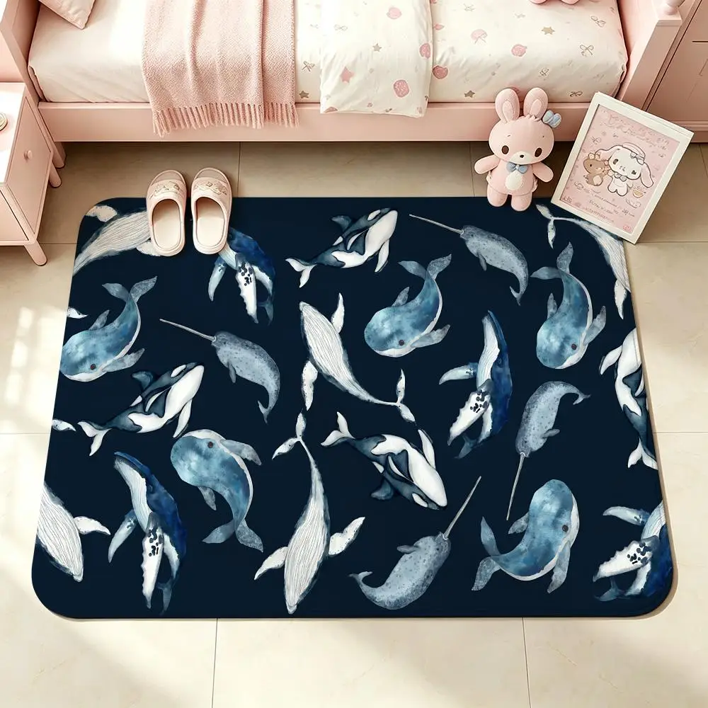 marine life Floor Mat Bedroom Carpet, Bathroom Foot Mat, Doormat, Non-Slip Absorbent Multi-Use