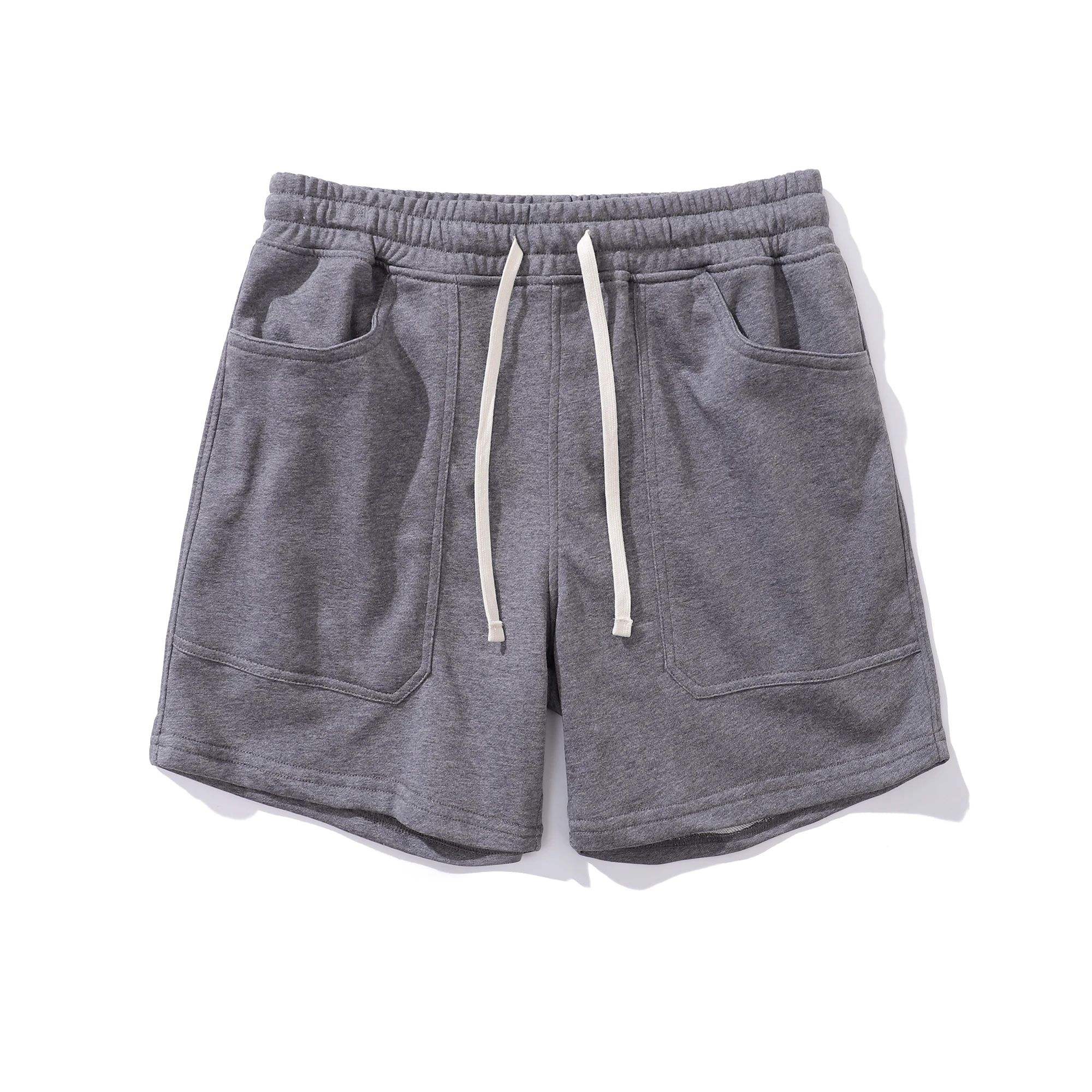 

Мужские спортивные шорты из плотного хлопка для фитнеса и бега, большие размеры, с четырьмя карманами, для молодежи, летняя коллекция