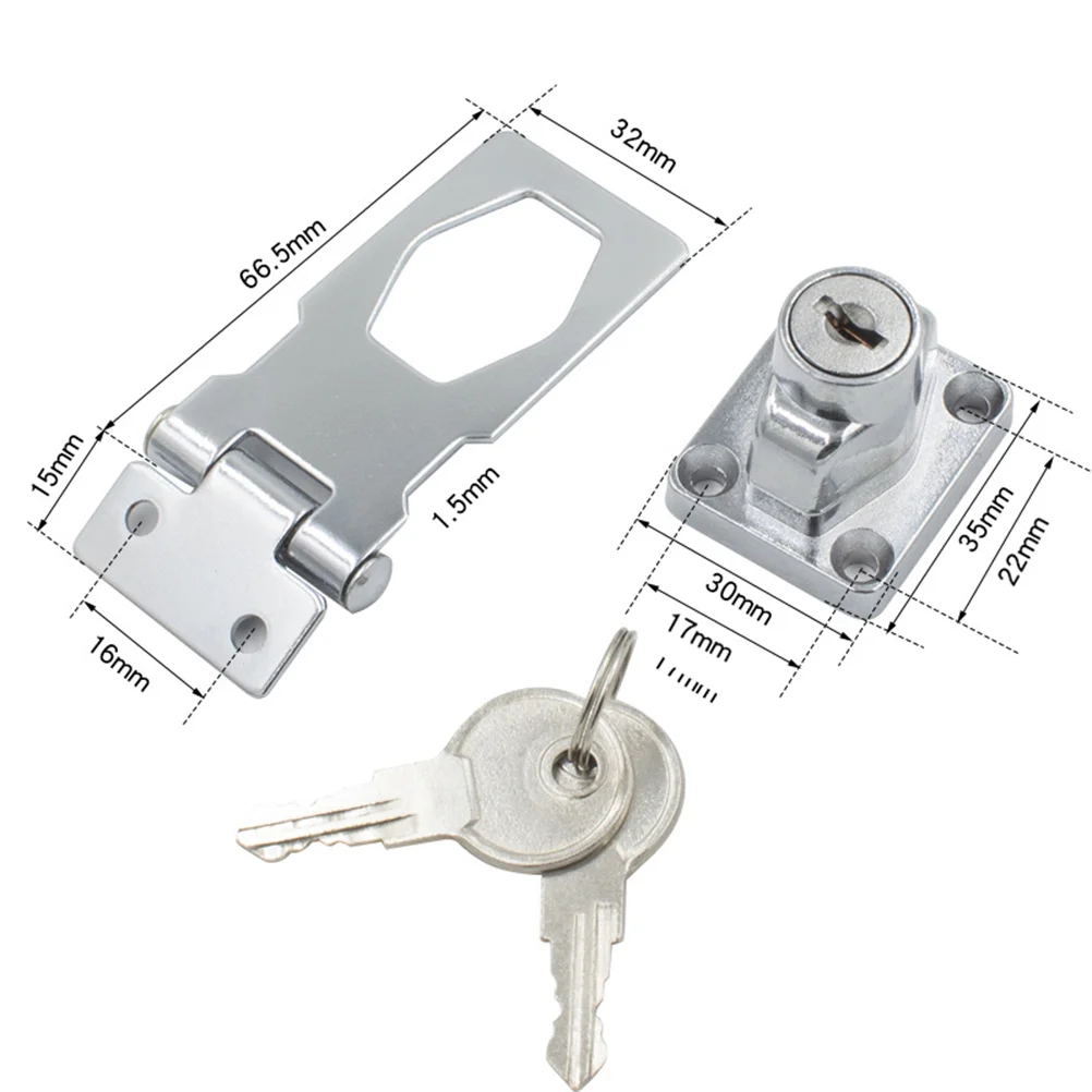Cabinet File Lock (with Plate 25 Inches (bright)) Key Door Padlock Chain Heavy Duty Keyed Hasp Locks Display Showcase Drawer