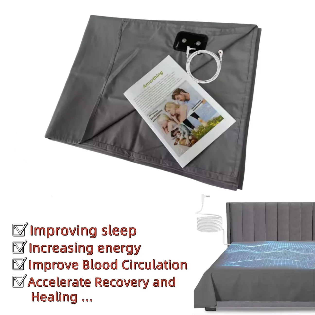 

Grounded Anti-Static Silver Fiber Earthing Bedsheet Conductive Health Protection Bed Sheet Antibacterial for Better Sleeping