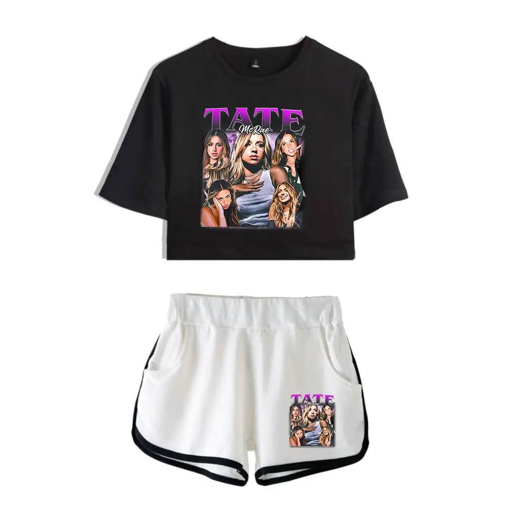 

Tate McRae Suit Vintage 90s logo Merch Tops Harajuku Two Piece Set Shorts+Lovely TShirt Trendy Suit