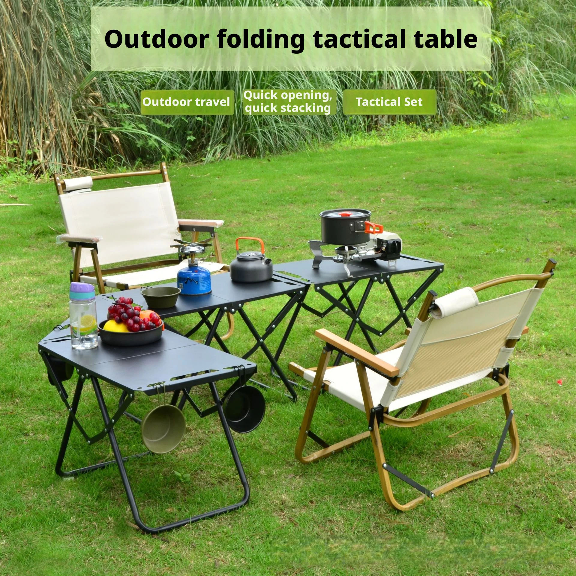 Portable Lightweight Quick-Setup Carbon Steel Folding IGT Tactical Table for Outdoor Camping Kitchen & Picnic Use