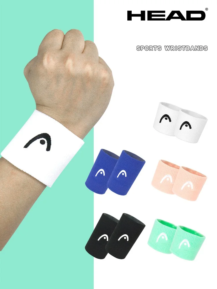 HEAD Tennis Hairbands Wrist Protection Basketball Volleyball Badminton Running Sweat Absorbent Cotton Sweat Wrist Band 2PCS