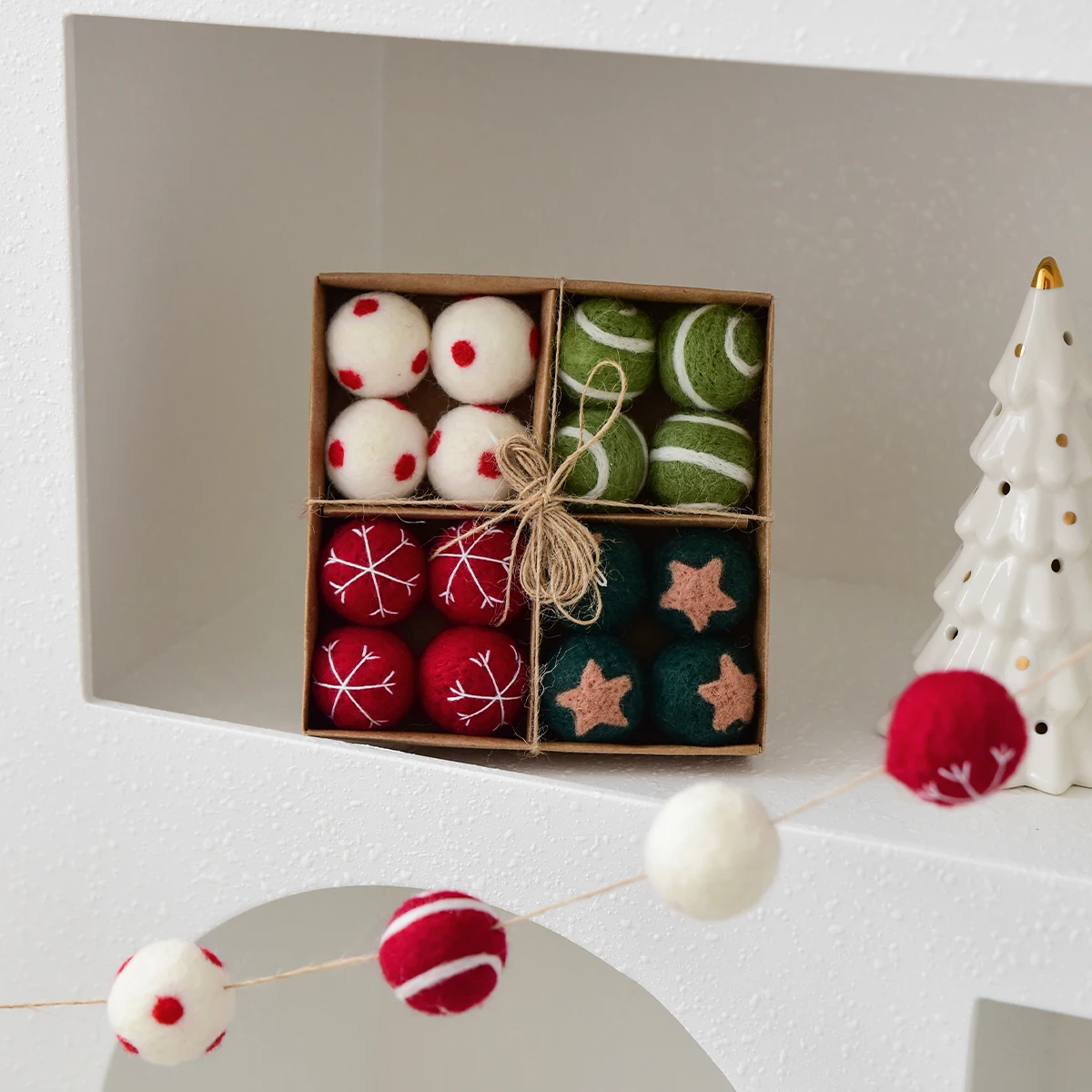 Christmas decoration Christmas ball string hanging ball box 16 wool balls Christmas tree decoration pendant