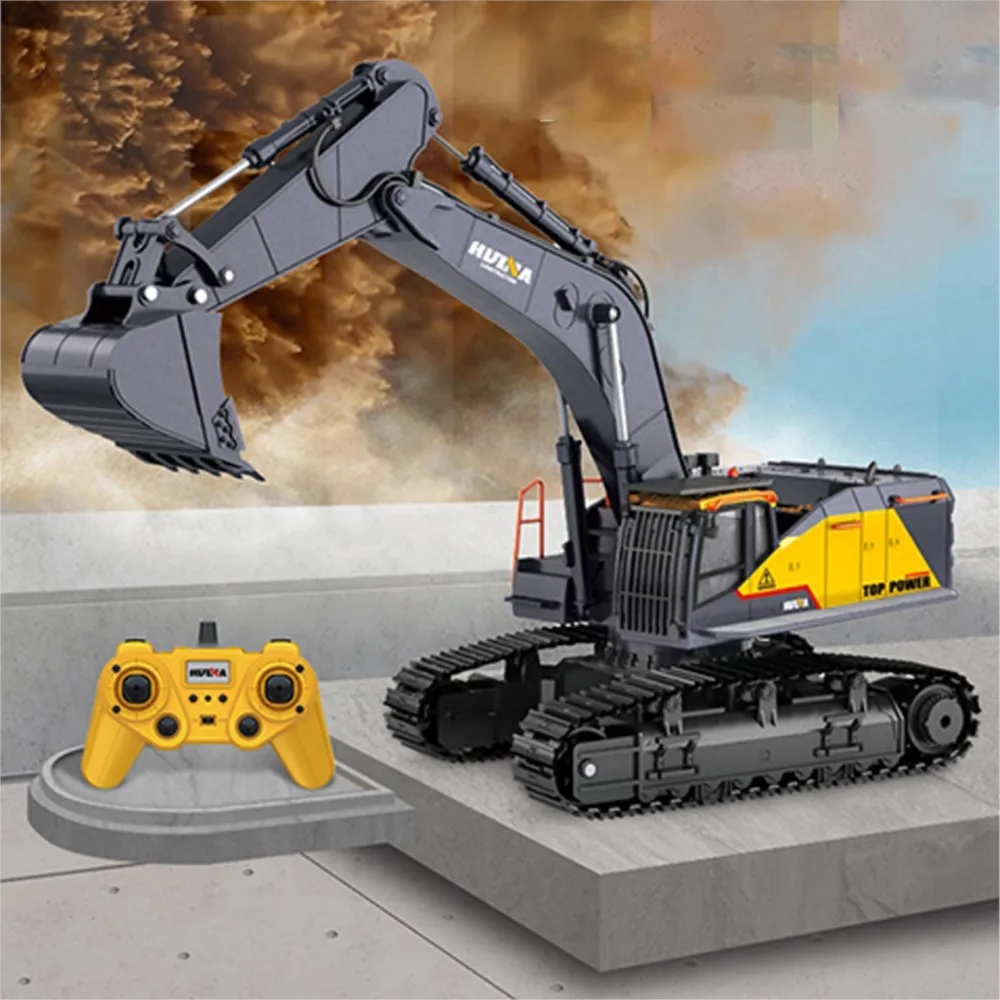 

US Stock HUINA Toy 1/14 592 RC Tracked Excavator Car Truck Vehicle Model Gift Remote Control Cars Light Sound Machine for Boys