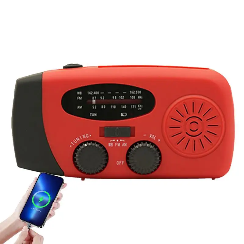 Weather Radio Multifunctional Solar Hand Crank Radio Portable Weather Radio Emergency Hand Crank Radio Solar Charging Power Bank