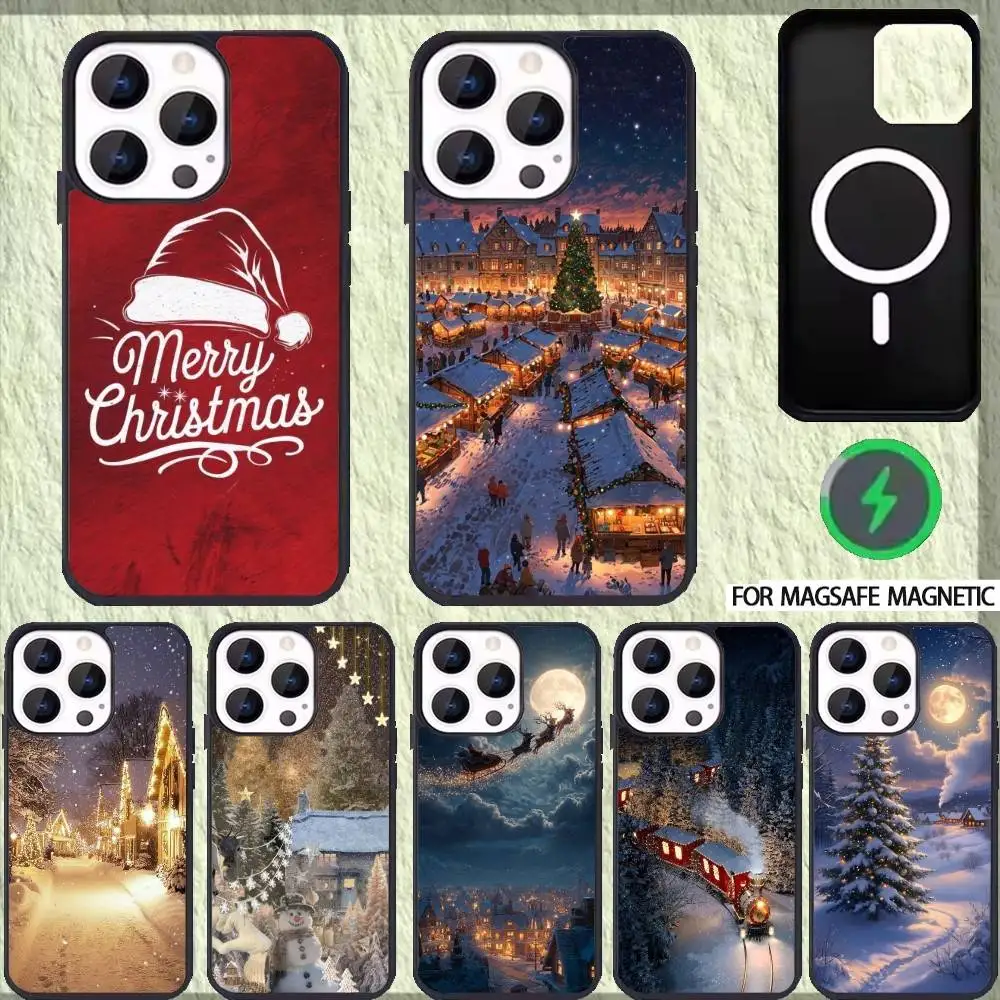 

Winter merry Christmas Phone Case For iPhone 17,16,15,14,13,12,Plus,Pro,Max For Magsafe Magnetic Wireless Charge