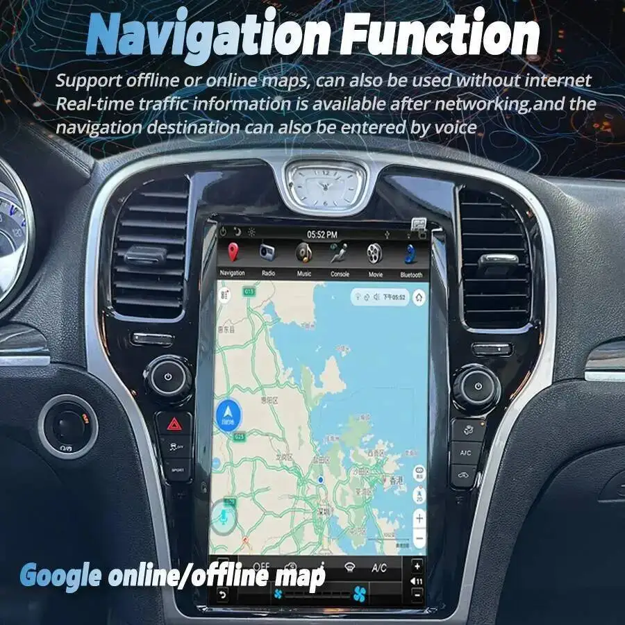 

Для Chrysler 300C 2013-2019: GPS-мультимедийный видеоплеер Carplay, автомобильная стереосистема, головное устройство с 13,6-дюймовым Android QLED-экраном, радио, 256 ГБ