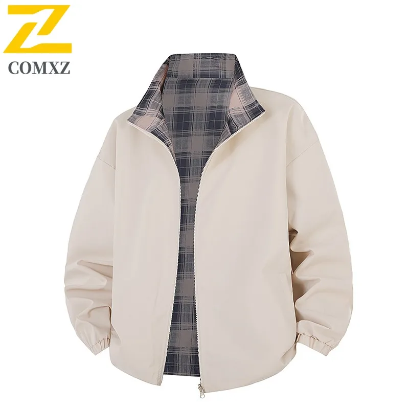 

Мужская куртка COMXZ 2025, удобное ветрозащитное пальто для пешего туризма и путешествий, повседневное однотонное легкое осеннее мотоциклетное пальто