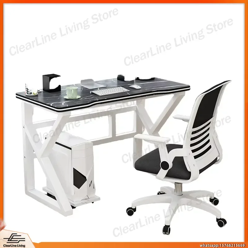 Gaming Desk RGB LED Illuminated Electric Height Adjustable Computer Desk for Esports Setup with Cable Management Modern L