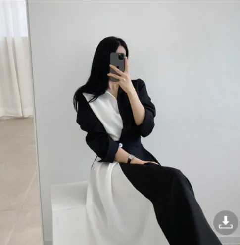 فستان نسائي صيفي طويل عتيق كوري أنيق نحيف وطية صدر السترة لون واحد وزر واحد فساتين أنيقة بأكمام قصيرة فستان الشمس
