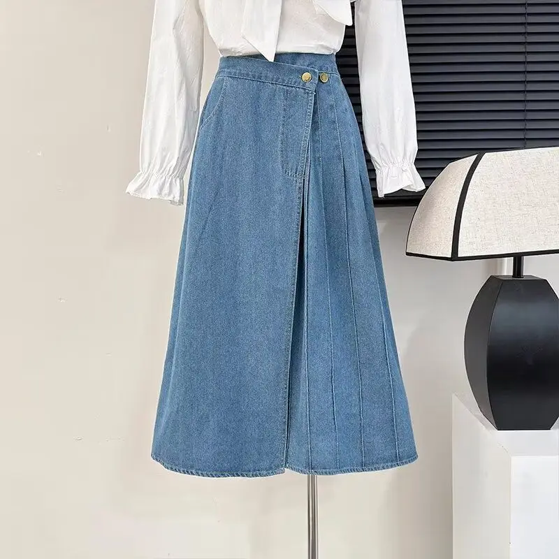 

2025 Summer New Women's High Waist Design Leisure Fashion European and American Denim Skirt