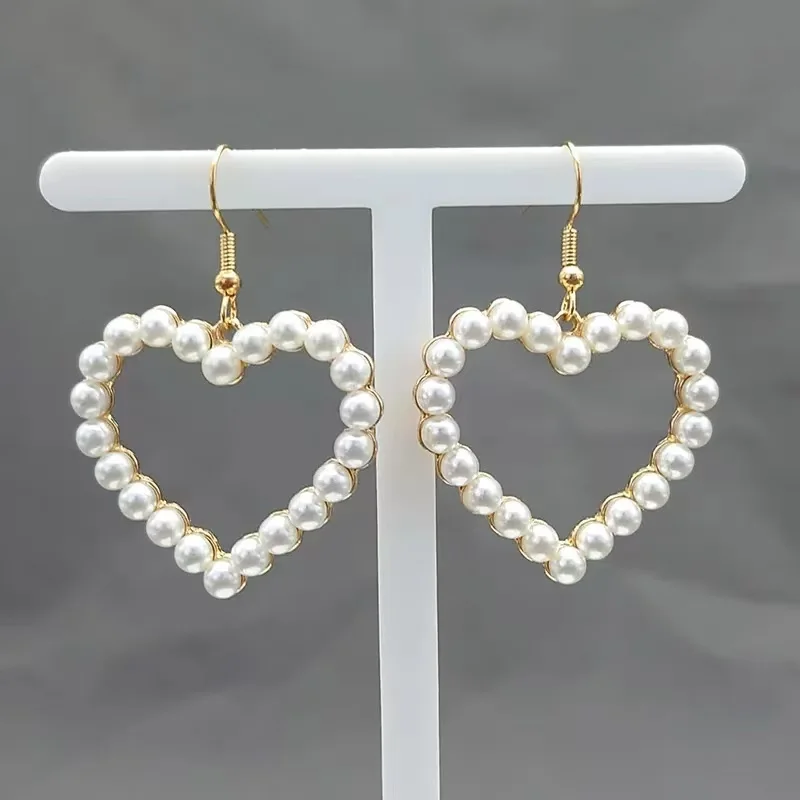 Y2K Fashion Party 2000s Pearl Peach Heart Pink Earrings Women\'s INS Creative Aesthetic Sapphire Crystal Earrings Charms Gift