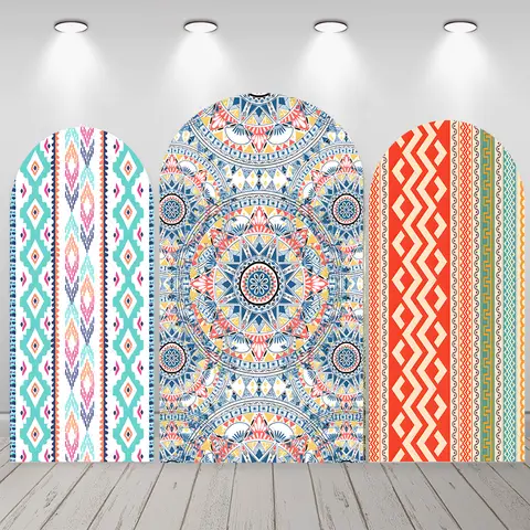 Boho style arched background can be used for adult birthday partydecoration layout photo studio photography props stretch fabric