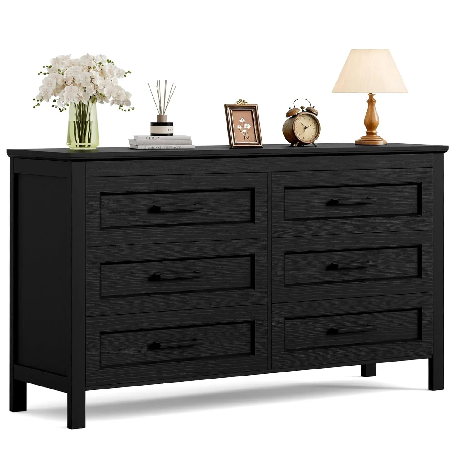 

Stylish Black 6-Drawer Dresser for Bedroom and Closet Storage Solutions