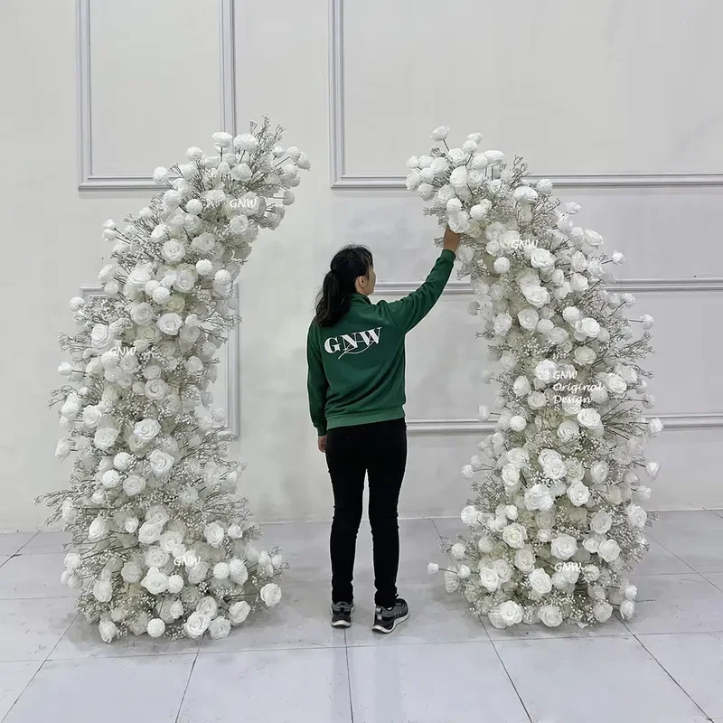 GNW Wholesale Flower Wall Backdrop Wedding Arch Decorative Silk Flower Cherry Blossom Arch for Stunning Wedding Occasion