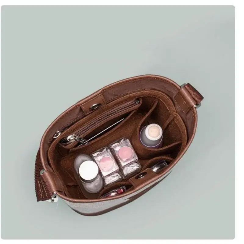 Felt Cosmetic Organizer Insert Bag Inner Pouch With Zipper Fit Goyard Tote Luxury Handbag Liner For Women Makeup Storage Bag
