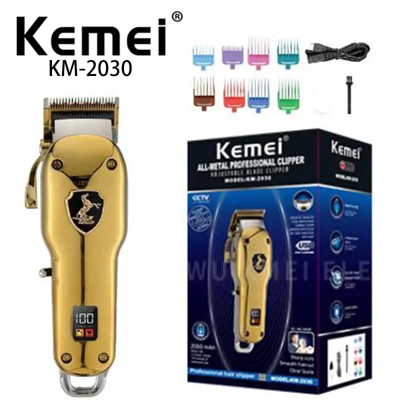 Kemei KM-2030 Intelligent LCD Screen with Full Metal Body, Lithium Battery, Electric Push Clipper