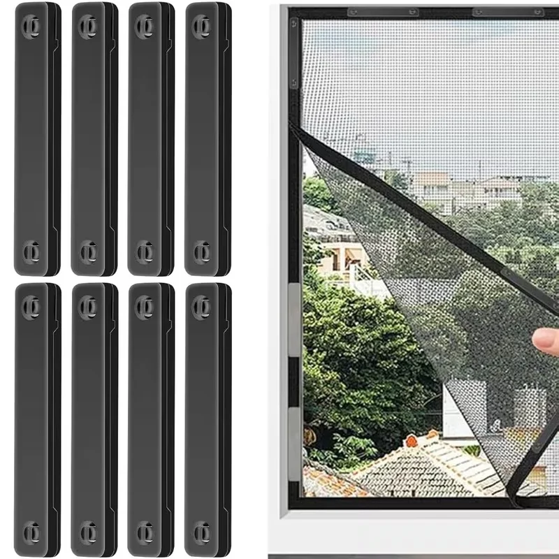 8pcs Magnetic Screen Strips Suitable for Screen Windows Mosquito Nets Self-Adhesive Magnetic Window Screen Clips for Fly Screen