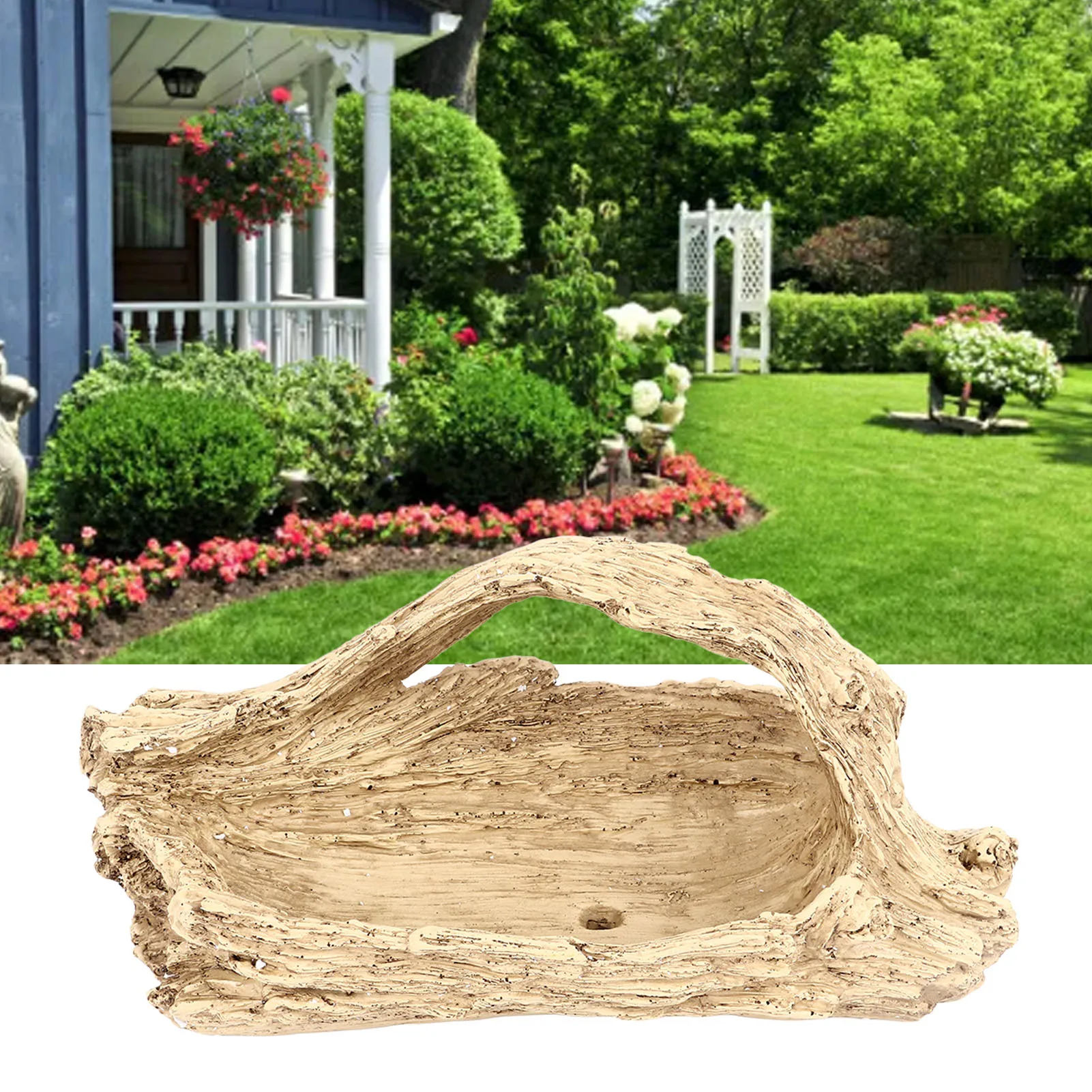 

Artificial Driftwood Succulent Planter Faux Wood Resin Succulent Plant Container For Windowsill Desktop Coffee Table