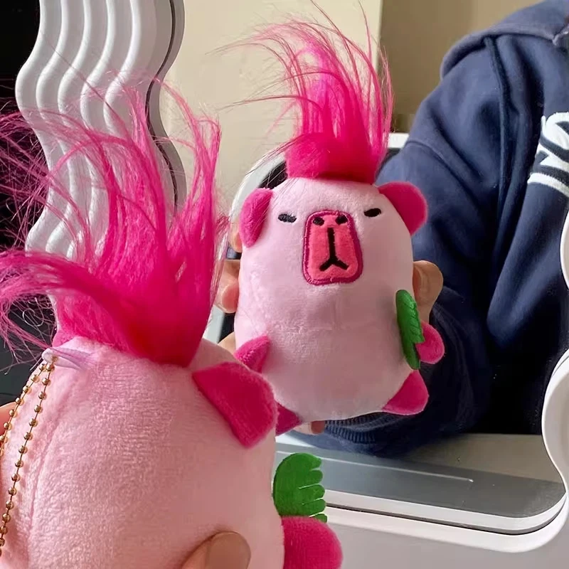 Creative Cartoon Capybara Plush Pendant Stuffed Animal Doll Backpack Plush Decorative Pendant Cute Abstract Plush Toy Doll