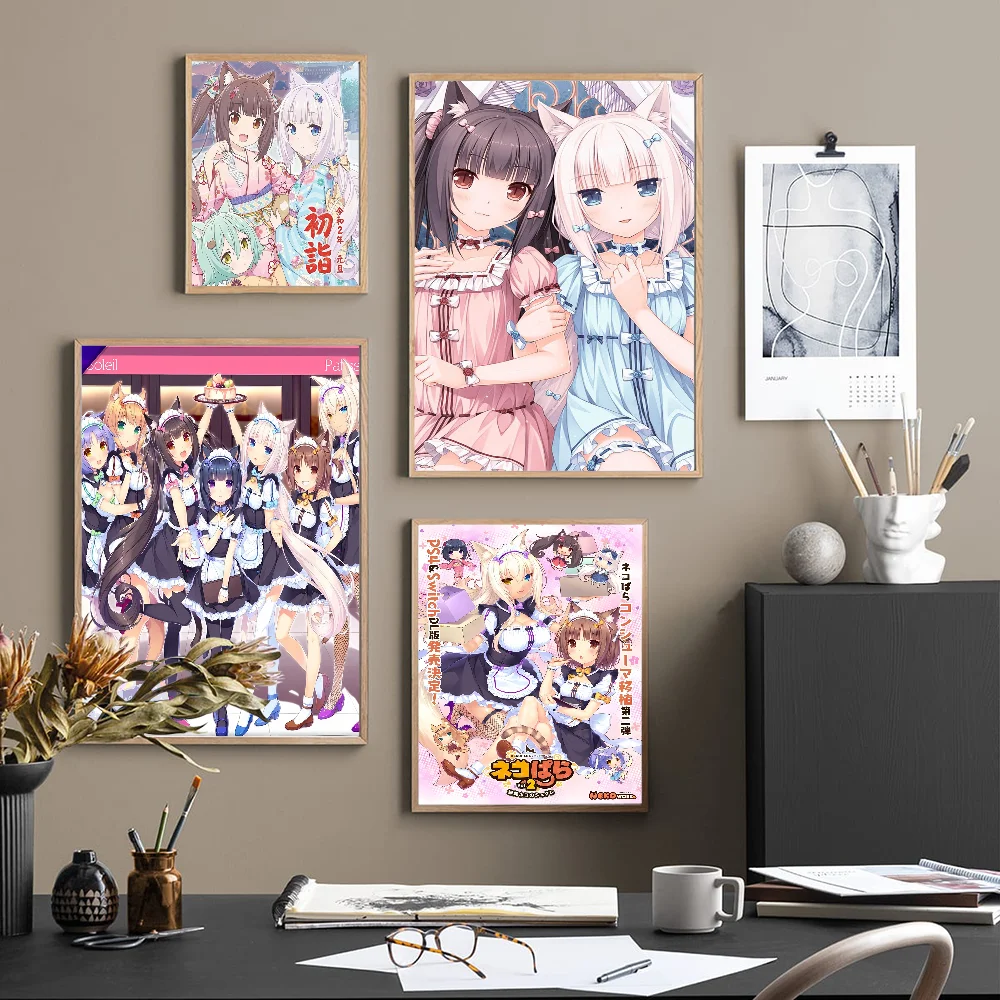 Nekopara Neko Para Chocola Vanilla Anime Classic Anime Movie Sticky Posters Vintage Room Home Bar Cafe Decor Room Wall Decor